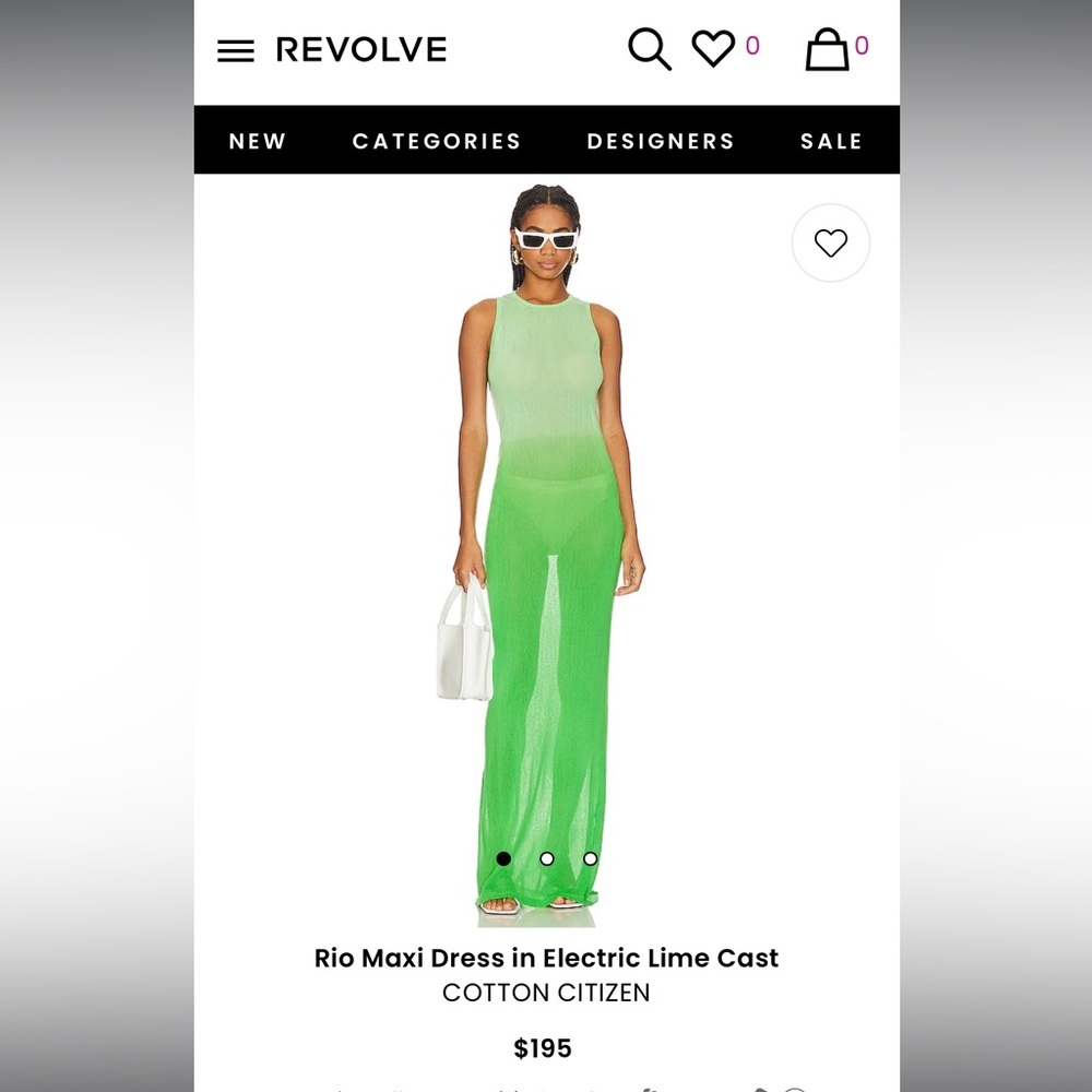 COTTON CITIZEN Rio Maxi Dress in Electric Lime - Size Small - Picture 5 of 8